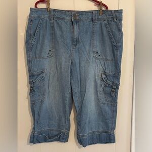 Faded Glory Blue Denim Cargo Capris - Women's Plus Size 22W 3 for $20